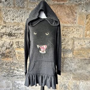 DISO ISO WILDFOX COUTURE BLACK PANTHER JAGUAR HOODIE DRESS SIZE MEDIUM LARGE XL